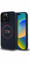 Red Bull Silikonový kryt RBHMP16X24SIILVR pro iPhone 16 Pro Max 6.9, tmavě modrý, s červeným kroužkem MagSafe