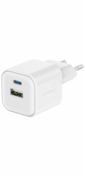Swissten síťový adaptér gan 1x usb-c 35w pd + 1x usb-a 27w qc bílý