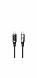 Datový kabel s LCD Forever USB-C/Lightning 1m 27W černý