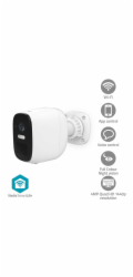 NEDIS IP kamera/ venkovní/ Bullet/ Wi-Fi/ 4Mpix/ IP66/ dobíjecí/ reflektor/ detekce pohybu/ noční vidění 8m/ bílá
