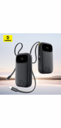 Baseus Powerbanka EnerFill FC31 10000mAh 22,5W s digitálním displejem a 2 vestavěnými kabely (USB-C + Lightning) - černá