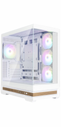 Zalman skříň P40 Namu / midT/ 4x120mm ARGB fan / 2xUSB 3.0 / USB-C / panoramatická / dřevěné doplňky / bílá