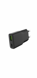 Univerzální USB nabíječka Natec RIBERA GaN SLIM, 20 W, 1X USB-A + 1X USB-C, Černá
