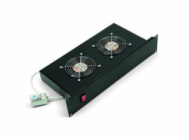 Ventilační jednotka Triton 19" Horizontální 230V/46W, 2U, 2x ventil, bimetalový termostat, černá