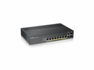 Zyxel GS1920-8HPV2 10-port Smart Managed PoE Switch Switch, 8x gigabit RJ45, 2x gigabit RJ45/SFP, 130W pro PoE
