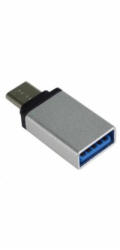 Redukce USB 3.1 konektor C/male - USB 3.0 A/female, stříbrný, OTG