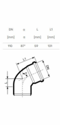 Vnitřní drenážní koleno Ultra dB, O 110 mm, 87°