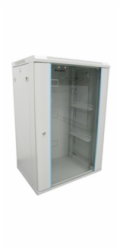 XtendLan 19" nástěnný rozvaděč 18U 600x450, nosnost 60 kg, skleněné dveře, svařovaný, šedý