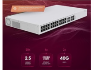 MikroTik Cloud Router Switch CRS326-4C+20G+2Q+RM 650MHz, 2x 40 Gbps QSFP+, 20x 2,5 Gbps LAN, 4x Combo, L6, 2x PSU,1U