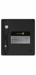 CONNECT IT Externí mechanika CD/DVD 3v1 SlimDrive, čtečka MicroSD/SD, 2xUSB, USB-A/USB-C, černá