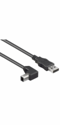 PremiumCord Kabel USB 2.0, A-B, 5m se zahnutým USB-B konektorem 90°