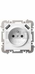 Elektro-Plast Vestra 2P+Z 2xUSB zásuvka bez rámečku, pod omítku, IP20, bílá, 3888-10