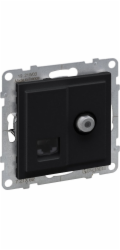 Legrand SUNO TV zásuvka typ F 1,5dB + RJ45 kat. 6 UTP černá 721462