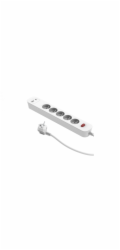 Düwi Prodlužovací kabel PD20 pro rychlé nabíjení, 5 zásuvek s vypínačem + 2x USB (A+C), 1,4 m SQUALL, bílý / 34097