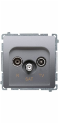 Kontakt-Simon Simon Základní anténní zásuvka R-TV-SAT, průchozí, 10 dB, nerezová ocel (BMZAR-SAT10/P.01/21)
