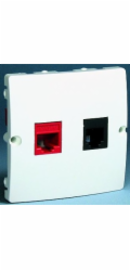 Kontakt-Simon ZÁKLADNÍ MODUL RJ45 kat. 5e + RJ11 bílá telekomunikační zásuvka - BMF5T.02/11