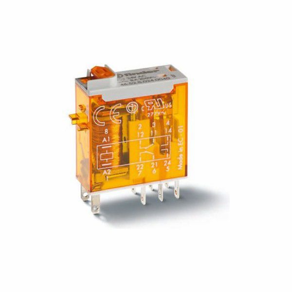 Finder Relé 2P 8A 230V AC LED indikátor testovací tlačítk...