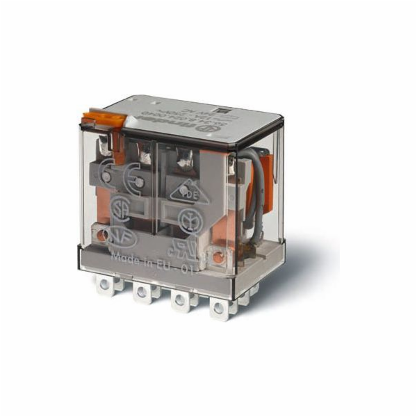 Finder Relay 4P 12A 230V AC testovací tlačítko mechanický...