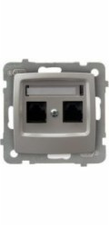 Ospel Karo dvojitá počítačová zásuvka RJ45 5e perleťová stříbrná (GPK-2S/K/m/43)