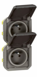 Legrand PLEXO 55 Zásuvka 2x2P+Z vertikální mechanismus 16A - 250V AC antracit 069843L