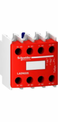 Schneider Pomocný kontakt 2NO 2NC, čelní montáž, červený, PREVENTA (LADN22S)