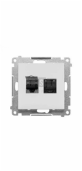 Kontakt-Simon T62.01/114 Simon 55 Dvojitá počítačová zásuvka RJ45 kategorie 6, s protiprachovou clonou (modul) Světle šedá matná T62.01/114