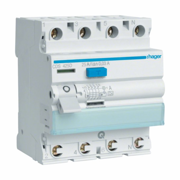 Hager Proudový chránič 3P+N 25A/30mA typ A s rychlospojko...