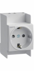 Hager Modulární zásuvka Schuko 10/16A 250V AC na lištu třídy I, izolovaná (SN016)