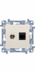 Kontakt-Simon Simon 10 Anténní + počítačová zásuvka typ F + RJ45 kat. 5e krémová CASFRJ455.01/41