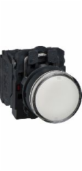 Schneider Electric Ovládací tlačítko 22mm bílé, s okamžitým návratem, prosvětlené, 1NO 1NC (XB5AW31B5)