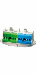 Hensel PE a N svorkovnice na DIN lištu 80A 2x 1x25mm + 4x4mm2 modrozelená FC PN 10 (26001206)