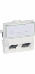 Legrand MOSAIC Dvojitá počítačová zásuvka RJ45 kat. 6 UTP 2M 45 stupňů bílá (076504)