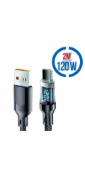 MEGATECH Kábel USB-A/USB-C, Displ, 120W, 2m, č