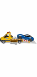 BRUDER MB Sprinter Autotransporter mit Light & Sound Modul  (orange/blau, Inkl. Roadster)