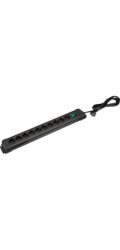 Prodlužovací kabel Tido s 10 zásuvkami, černý, 55 mm x 630 mm s vypínačem