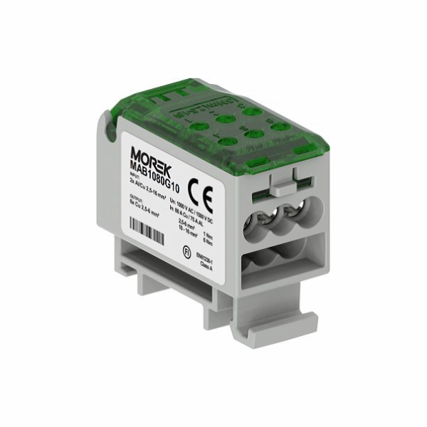 MOREK Distribuční blok zelený 2x 2,5-16 mm výstup: 6x 2,5...