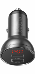 Baseus CCBX-0G Nabíječka do Auta s Displejem 24W 2x USB Grey