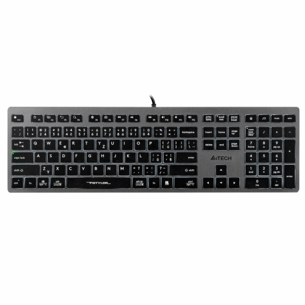 A4tech Klávesnice FX60, Podsvícená bílá, USB, CZ, šedá