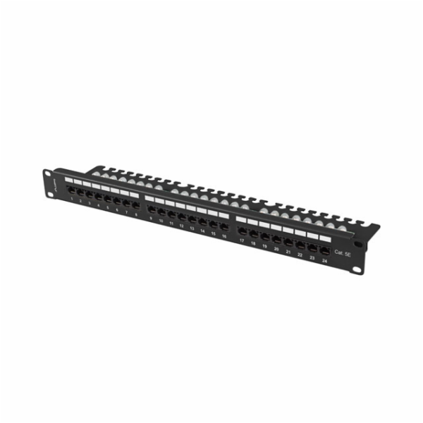 LANBERG PATCH PANEL 24 PORTŮ 1U 19" CAT.5E UTP S POLICÍ Č...