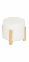 Atmosphera Pouf bouclé O 37,5 cm s bambusovými nohami