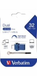 VERBATIM Flash Drive 32GB Store 'n' Go Dual Drive USB 3.0/USB Type-C, modrá 100000238109