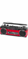 Radiomagnetofon Trevi, RR 501BT/RD, MW/FM/SW1-2, autostop, USB, čtečka SD, Bluetooth, vestavěný mikrofon, 230 V/4xD, barva červená