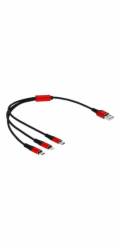 DeLOCK USB nabíjecí kabel, USB-A zástrčka > USB-C + Micro USB + Lightning zástrčka
