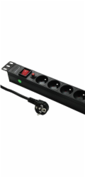 Qoltec 53995 Overvoltage power strip for RACK 19 with CB | 1U | 16A | PDU | 6xFRENCH | 2m