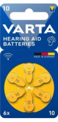 1x6 Varta Hearing Aid Batteries  Type 10             24610101416