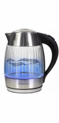 EVOLVEO Salente StripeGlass, rychlovarná konvice 1,8 l, nerez/skleněná, modré podsvícení