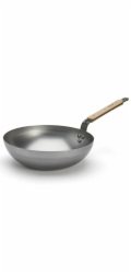 WOK pánev de Buyer, 5717.28 WOK, MINERAL B BOIS,  28 cm, dřevěná rukojeť, zaoblená