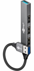 Goobay Slim 4-Port USB-Hub, USB-A auf USB-A, USB 3.2 (hellgrau)