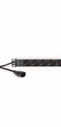 Digitus Steckdosenleiste 19 PDU mit Aluminiumprofil, 9-fach (schwarz/aluminium, 2 Meter Kabel, 1 HE, 10A, Kaltgerätestecker C14)