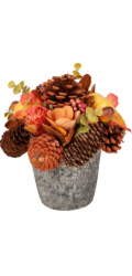 Ikebana MagicHome Nature, jesenná, oranžová, s lístím, 18 cm